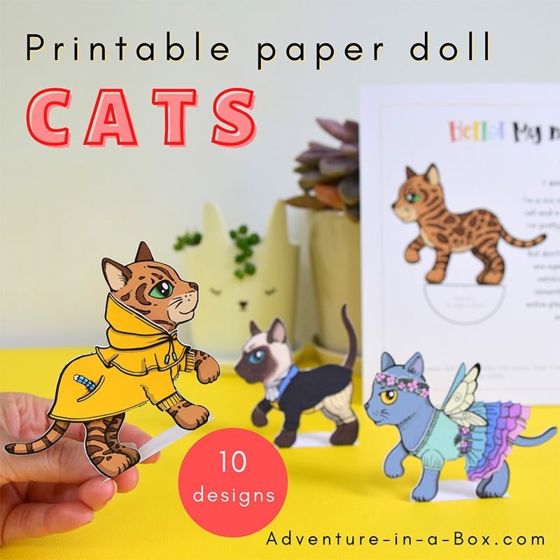 10 Printable Cat Paper Dolls