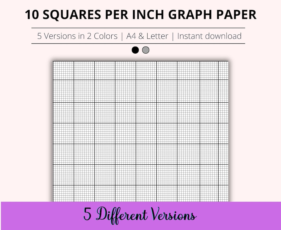 10 Squares Per Inch Graph Paper Bundle Printable Cross Stitch Paper Printable Grid Paper Squared 10 X 10 Graph Paper Instant Download Etsy