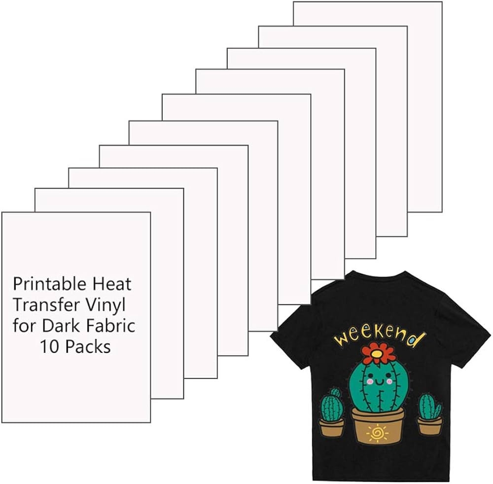 10 X Printable Heat Transfer Vinyl Paper Inkjet Printer Iron On HTV Dark Fabric Or T Shirt A4 Size Amazon de Home Kitchen