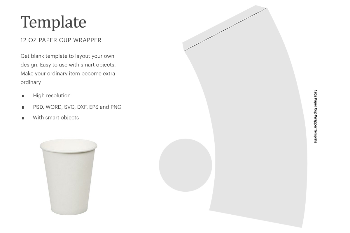 12 Oz Paper Cup Blank Wrapper Template Party Cup Wrapper Worksheets Library