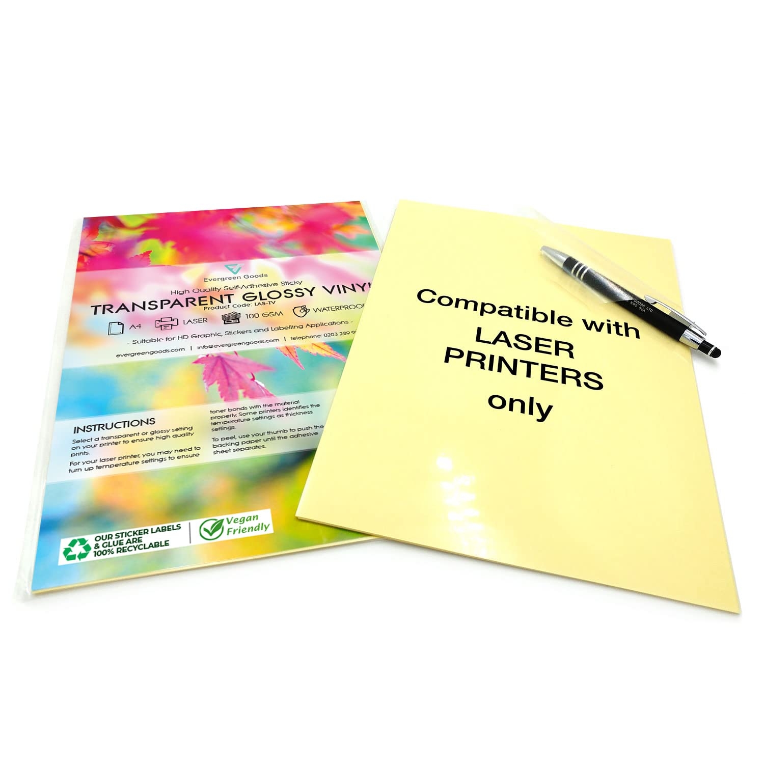 20 Sheets Waterproof A4 Clear Transparent VINYL Glossy Self Adhesive Sticker Quality LASER Printable Amazon de Stationery Office Supplies