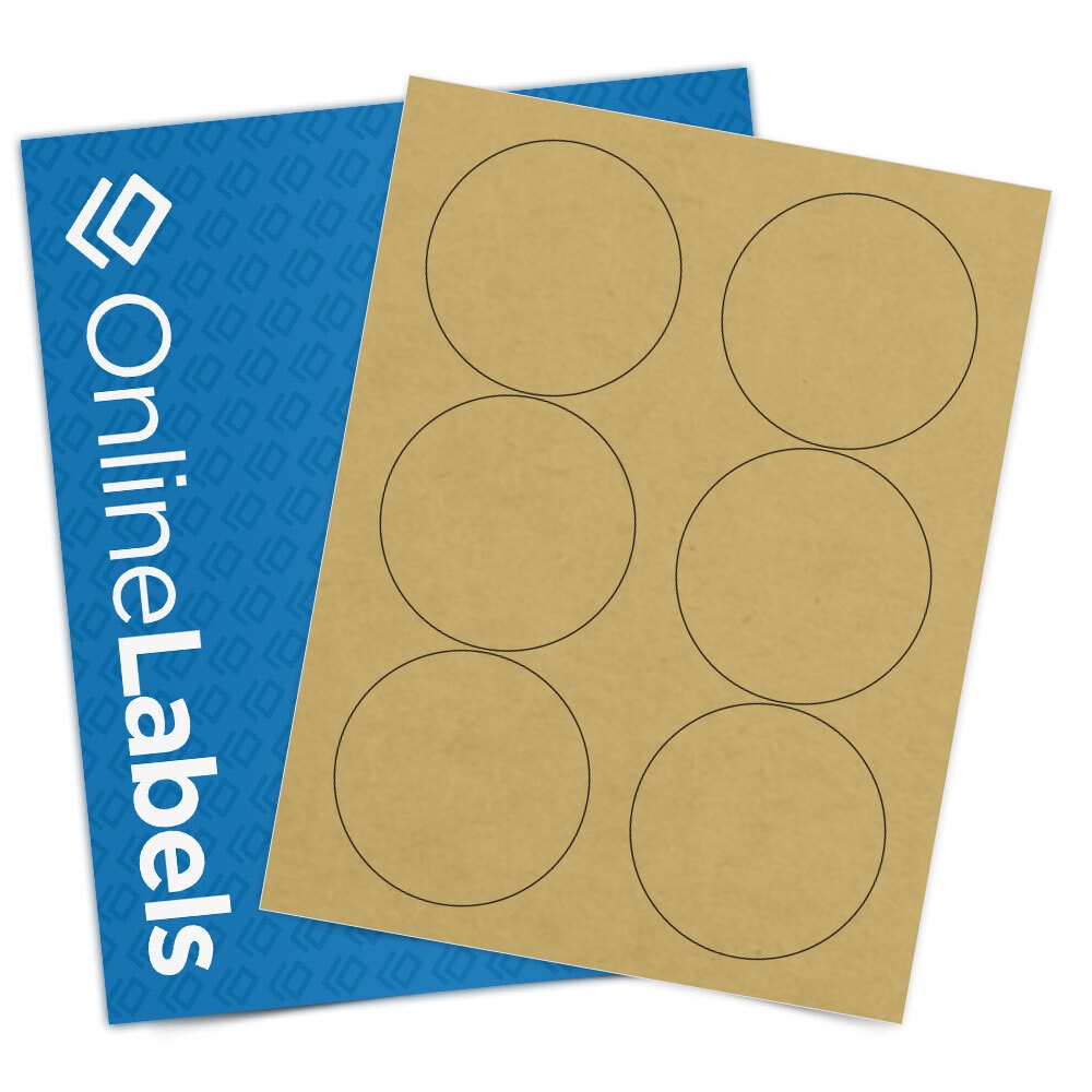 3 33 Circle Labels 3 1 3 Round Labels Brown Kraft OL375BK