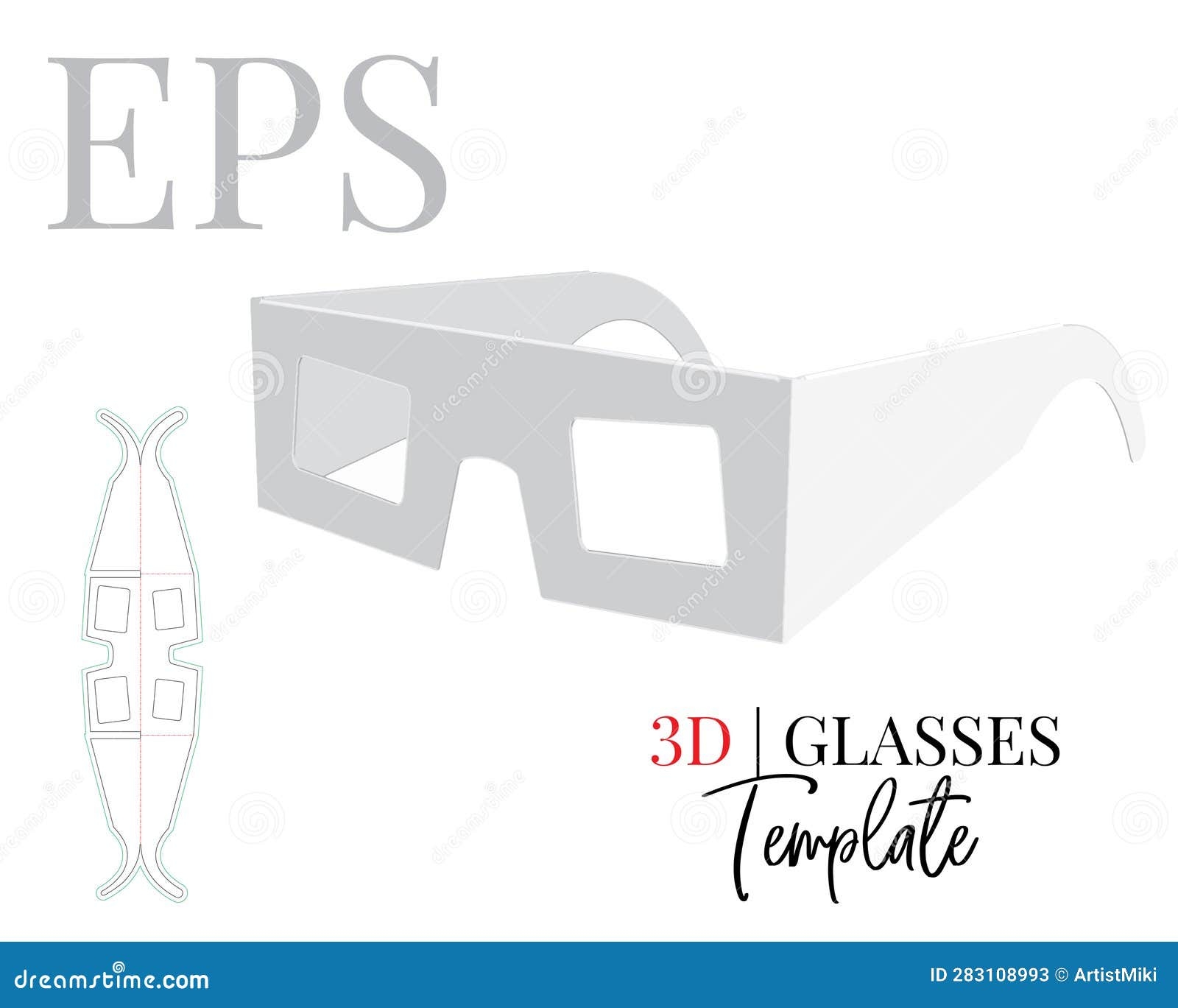 3D Paper Glasses Template Vector With Die Cut Stock Vector Illustration Of Party Clear 283108993
