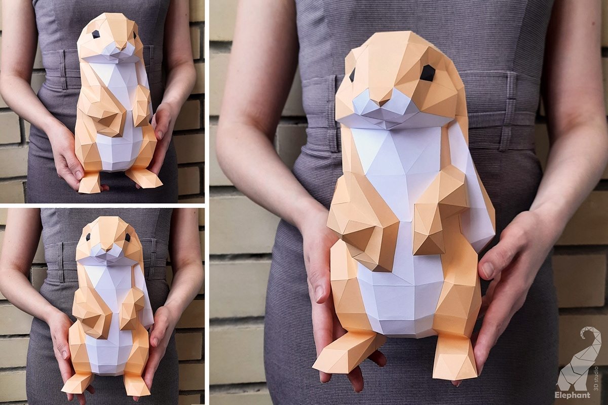 3D Papercraft Rabbit Template Behance