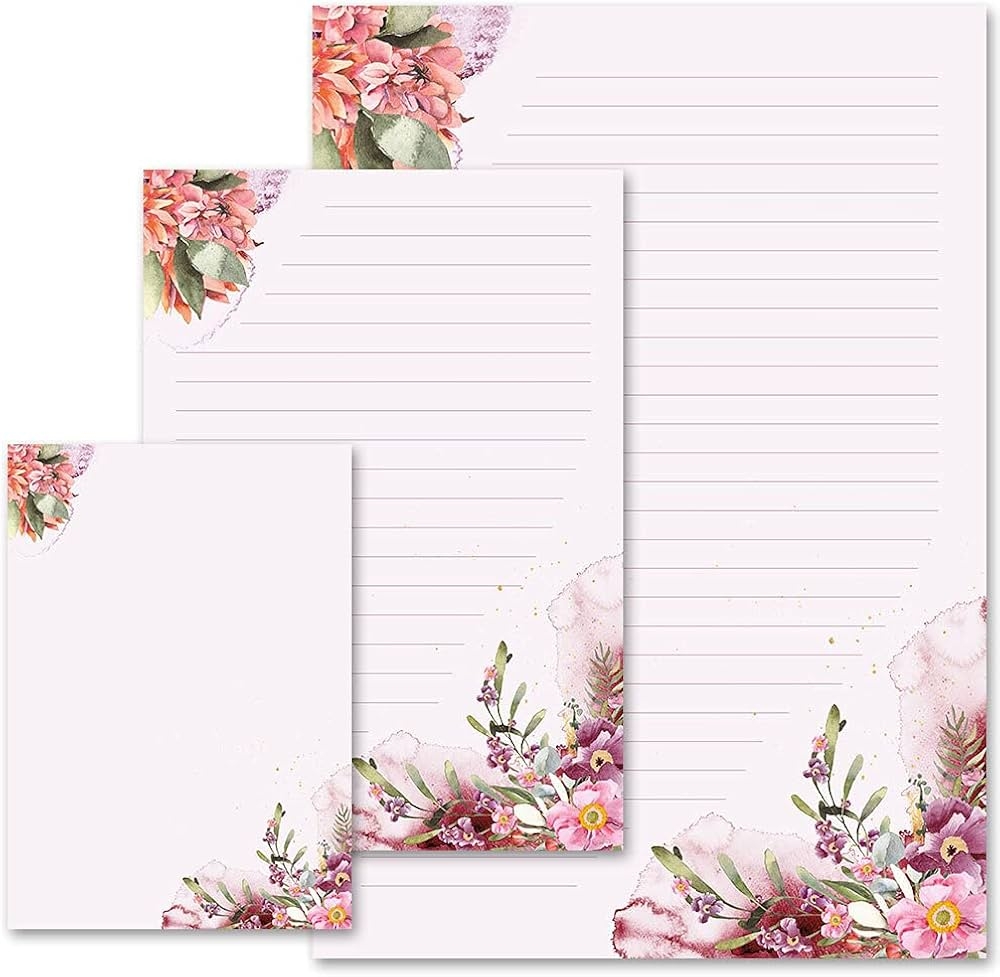 50 Sheets Letter Paper Flower Time DIN A5 Format Flowers Blossoms Amazon de Stationery Office Supplies