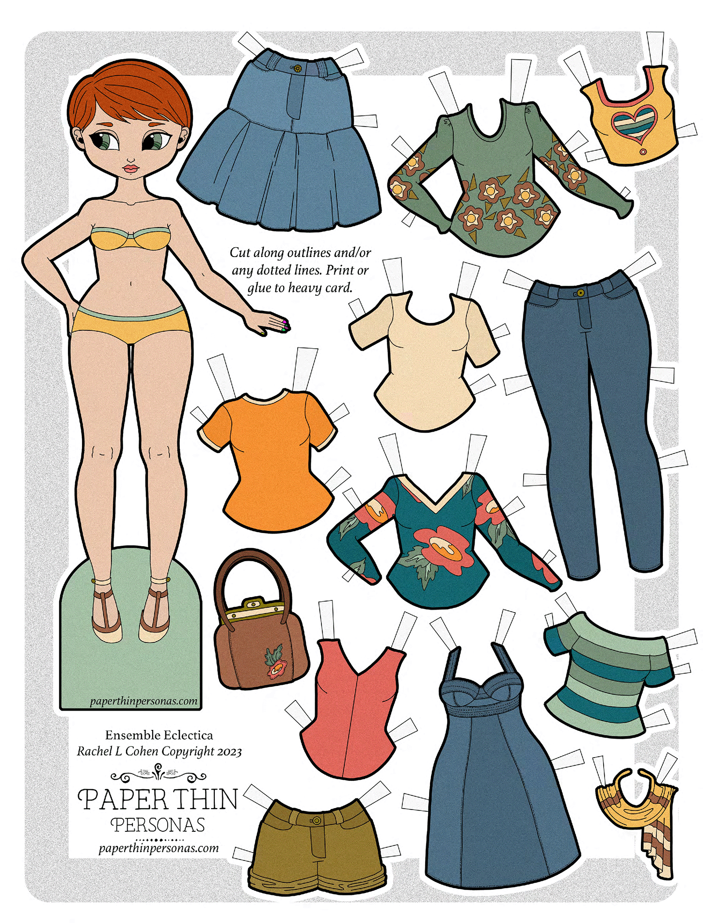 A Cute Little Printable Paper Doll With Retro Paper Doll Clothes