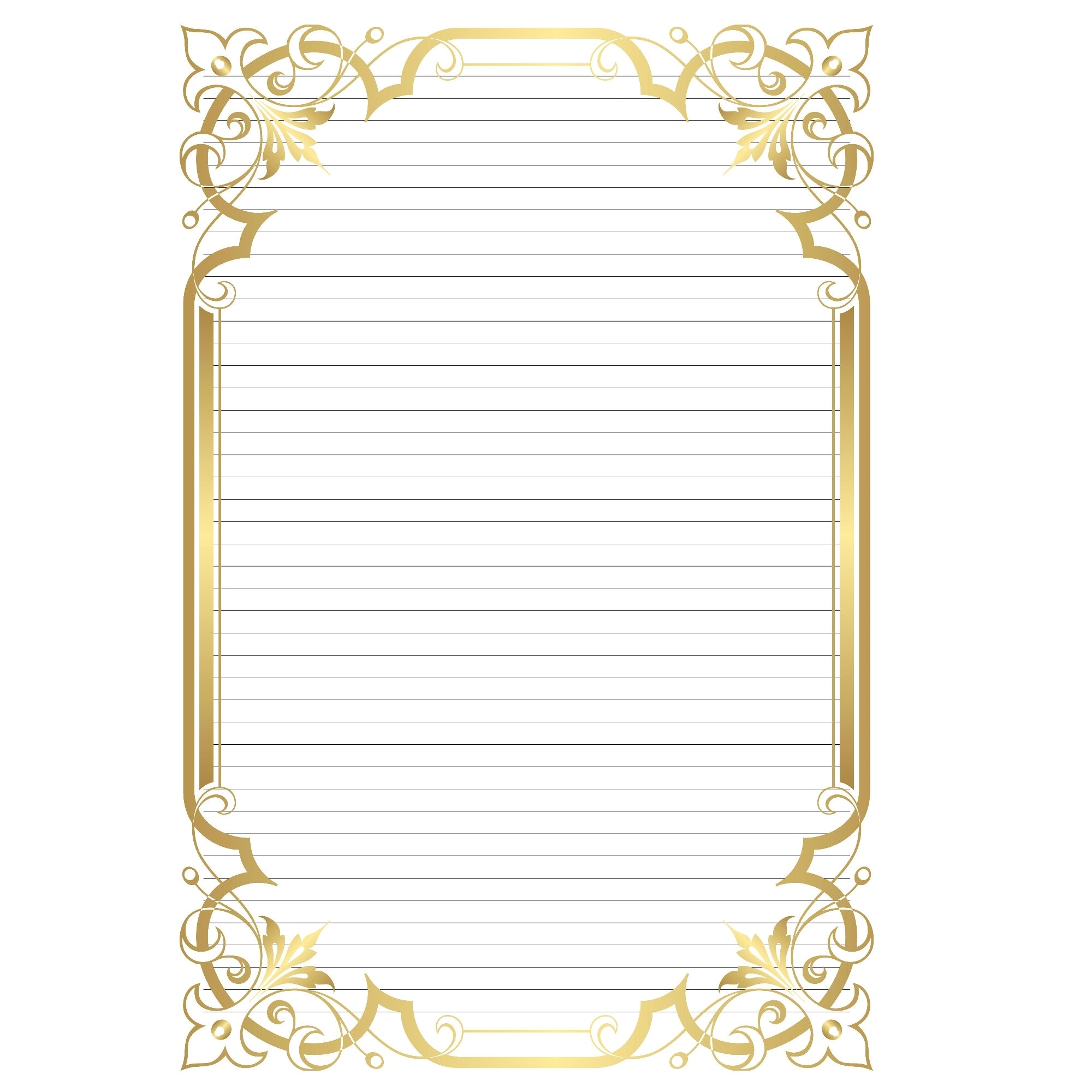 A4 Lined Printable Paper Instant Download Gold Border 20s Themed Etsy UK