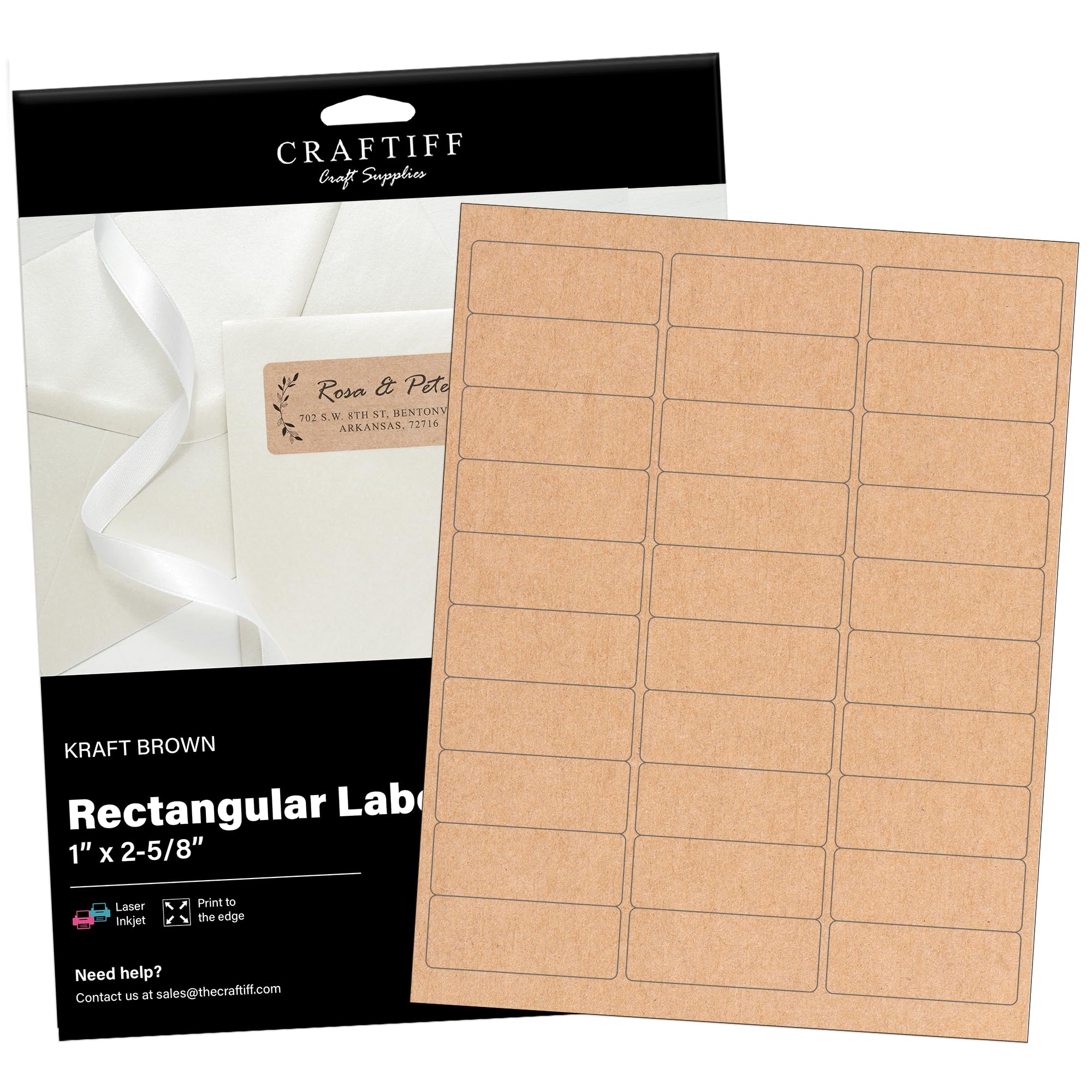 Amazon 1 X 2 5 8 Inch Rectangle Stickers Kraft Labels Printable Paper Brown Color 750 Labels 25 Sheets For Inkjet And Laser Printer Vinyl Sheets Packaging Address Mail Business Craftiff Office Products