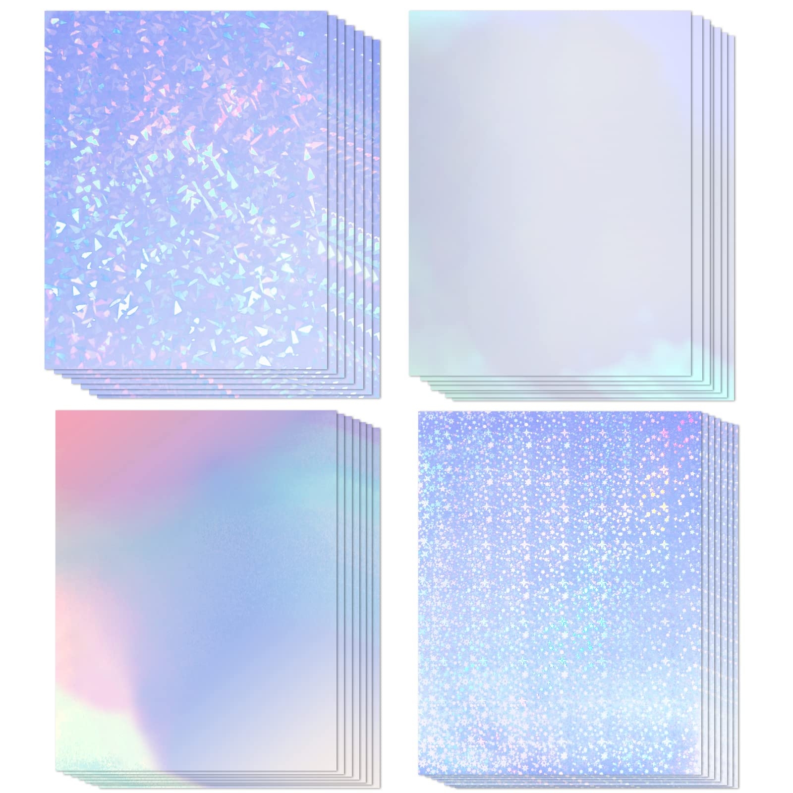 Amazon 20 Sheets Holographic Printable Sticker Paper 8 5x11 Inch Vinyl Sticker Paper For Inkjet Laser Printer Waterproof Dries Quickly Sticker Paper Diamond Rainbow Glossy White Star Office Products