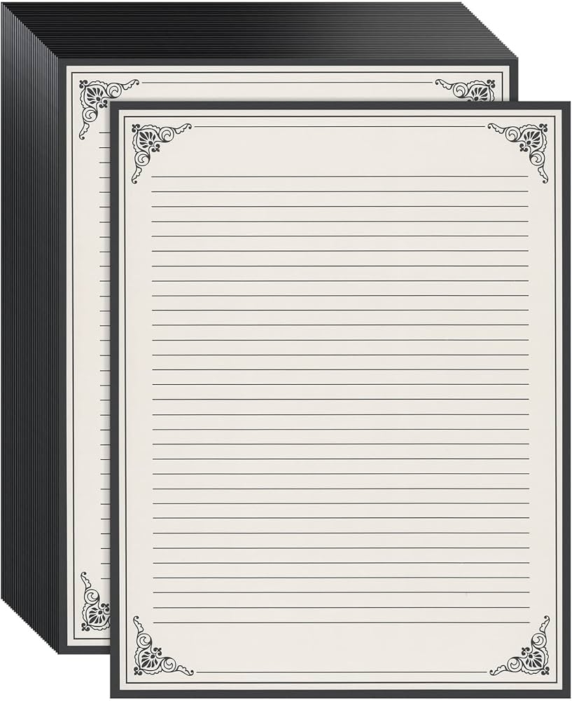 Amazon 48 Sheets Fancy Vintage Style Lined Letter Writing Paper With Antique Border Design 8 5 X 11 Inch Aged Stationery For Letters Invitations Cream Office Products