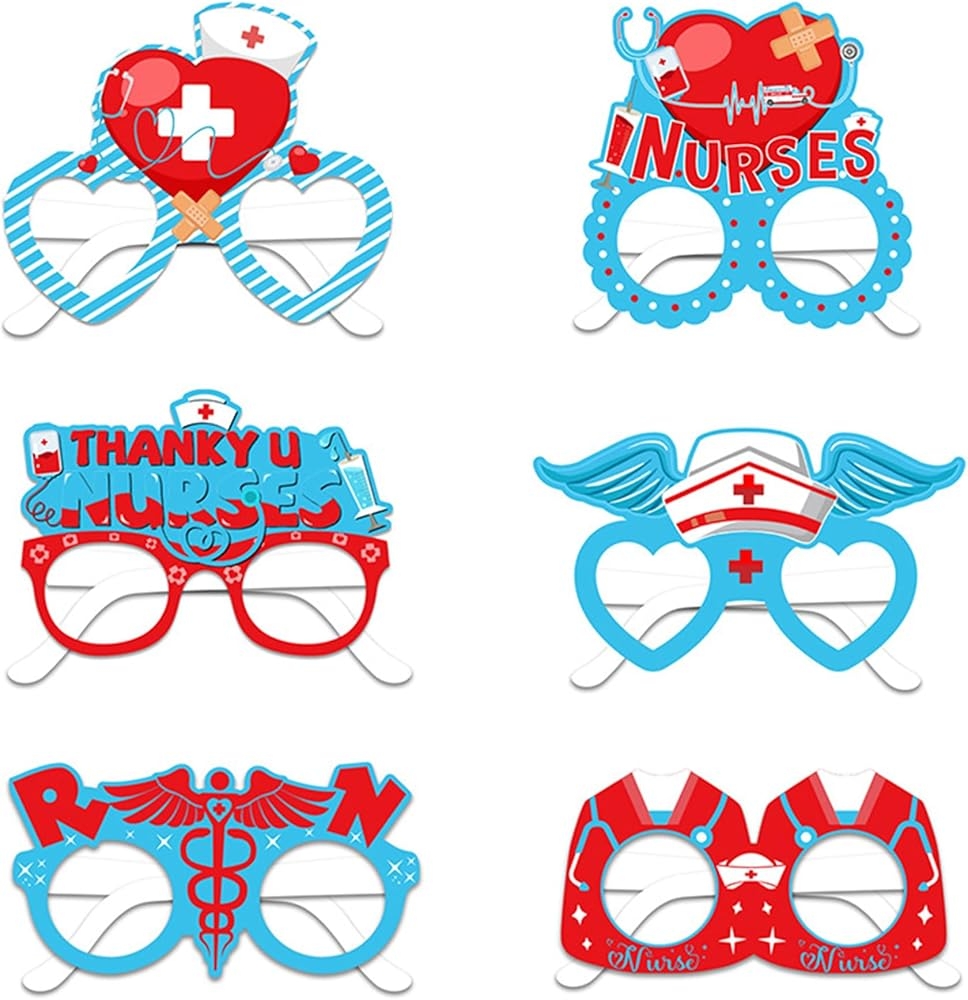 Amazon 6 Pairs Nurse Day Paper Glasses Nurses Party Eyeglasses Doctor Nurse Medical Birthday Party Sunglasses Nurse Graduation Photo Booth Props For Nurses Week Nurse Graduation Party Decorations Supplies Clothing Shoes Jewelry