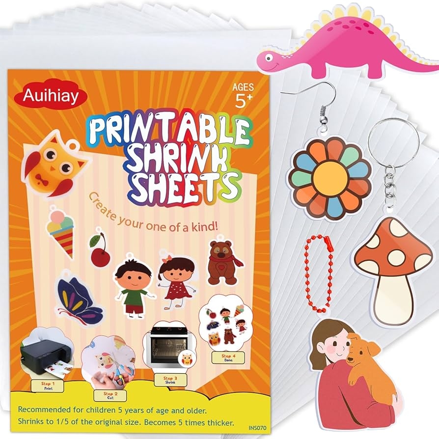 Amazon Auihiay 50 Sheets Printable Shrink Plastic Sheets Shrinky Film Paper Shrink A Dink Paper For Inkjet Printer For DIY Craft And Mother s Day Gift 8 3 X 11 6 Inch 21 X 29 5 Cm
