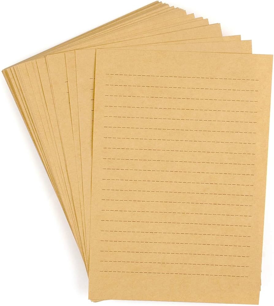 Amazon CenterZ 100pcs Vintage Kraft Stationary Paper 8 3 X 11 5 Inch A4 Sheets 120gsm Printable Lined Stationery Writing Letter Papers Bulk Set For Personalized Letters Creative Poems Lyrics Office Notes Office Products