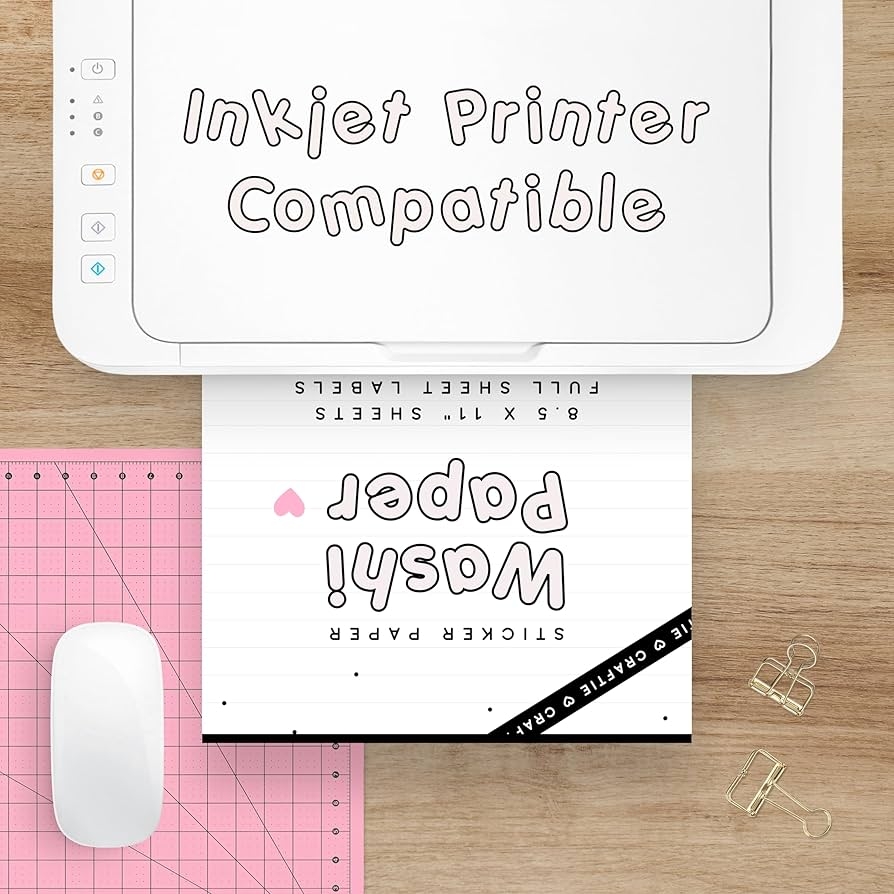 Amazon Generic 8 5 X 11 Washi Paper Sticker Paper White Printable Inkjet Printer Compatible Full Sheet Letter Size Labels 25 Sheets Office Products