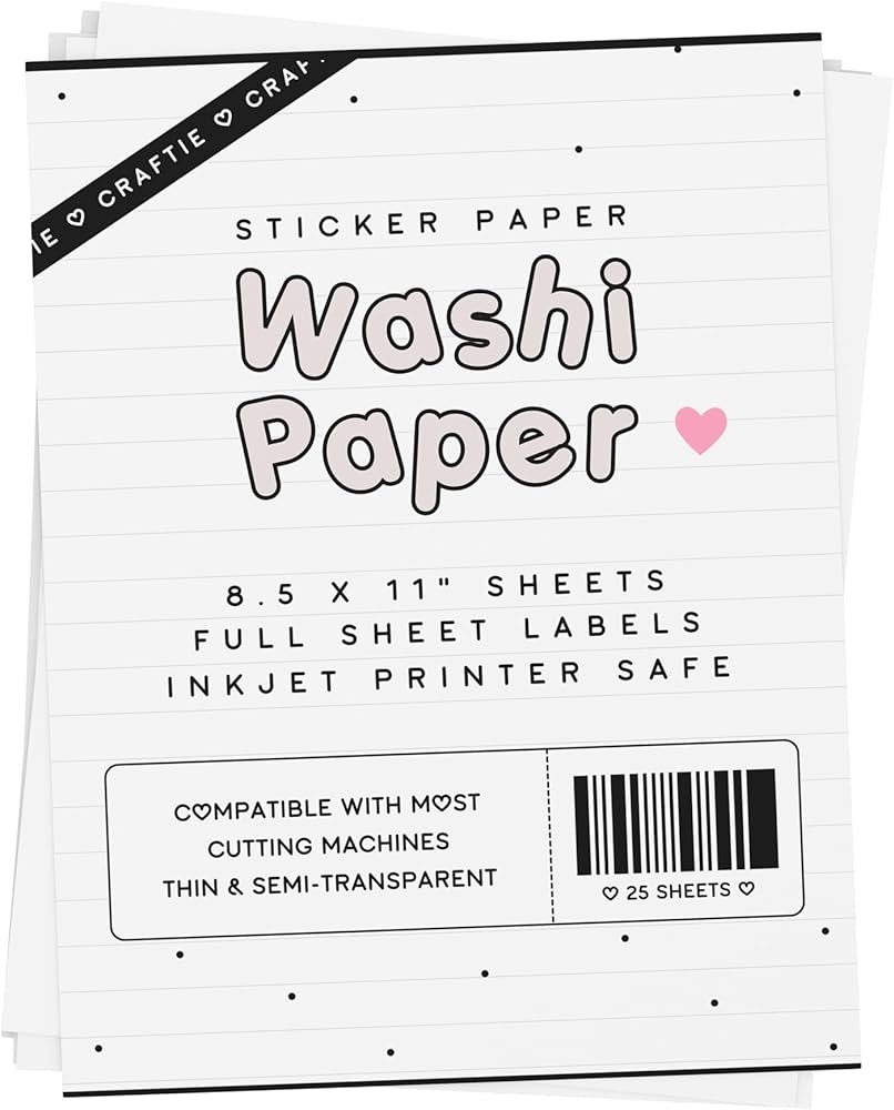 Amazon Generic 8 5 X 11 Washi Paper Sticker Paper White Printable Inkjet Printer Compatible Full Sheet Letter Size Labels 25 Sheets Office Products
