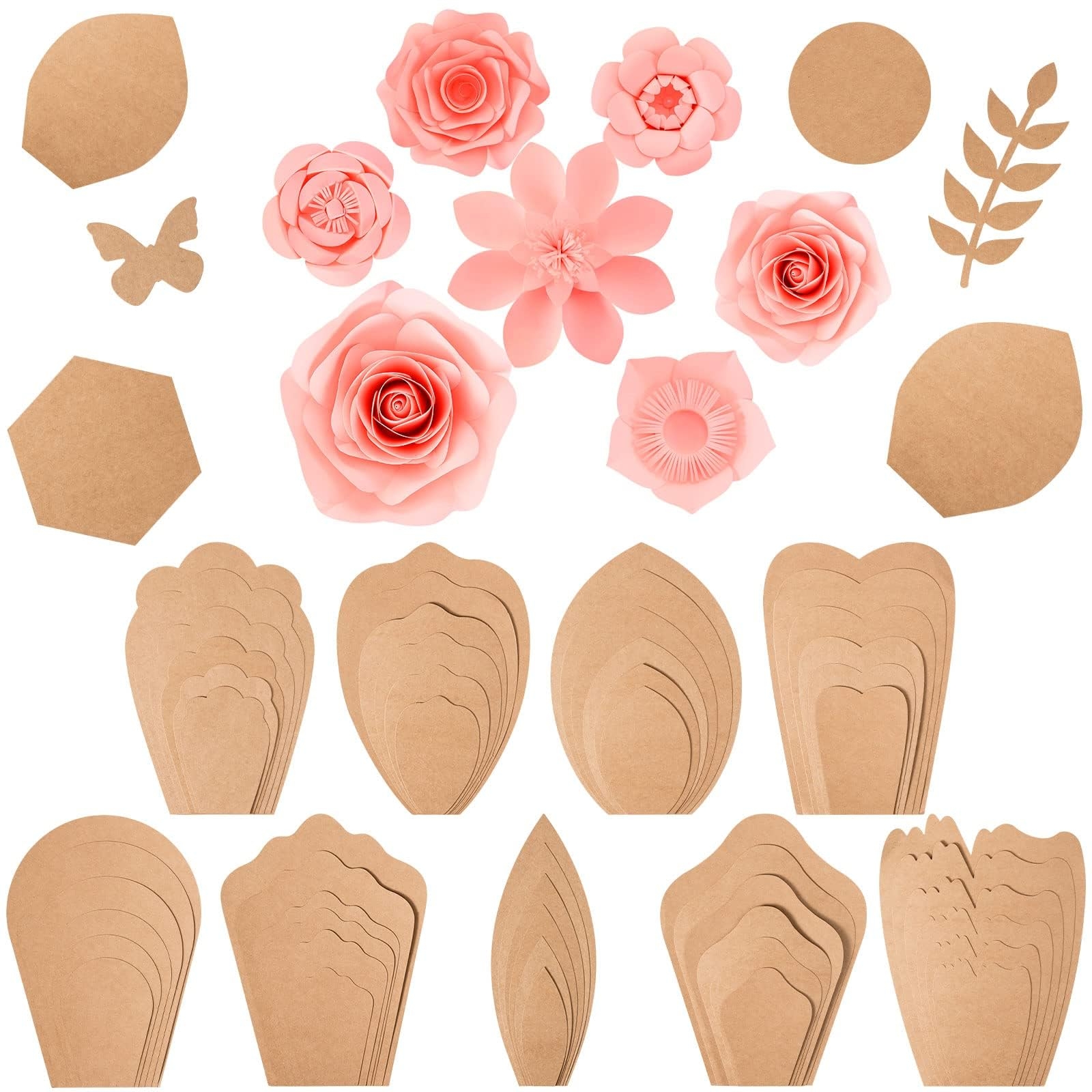 Amazon Harloon 60 Pcs Large Paper Flower Template Kit DIY Paper Decorations For Wall Petal Stencil 9 Types Of Flowers For Wedding Birthday Party Photography Backdrop Arts Crafts Sewing