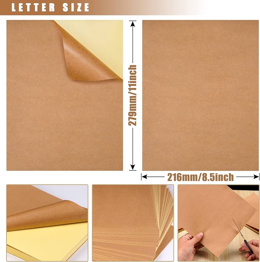 Amazon Kraft Sticker Paper Labels Full Sheet Printable Sticker Letter Paper Label 8 5 X 11 Self Adhesive DIY Craft Project Labels For Laser Inkjet Printer 30 Sheets Office Products