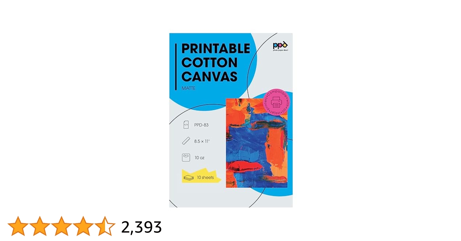Amazon PPD Printable Fabric Sheets Canvas Paper For Inkjet Printer 8 5 X 11 Photo Fabric Printer Sheets Print On 100 Real Cotton Matte Finish No Watermark 340 Gsm 125 Lbs 10 Sheets Office Products