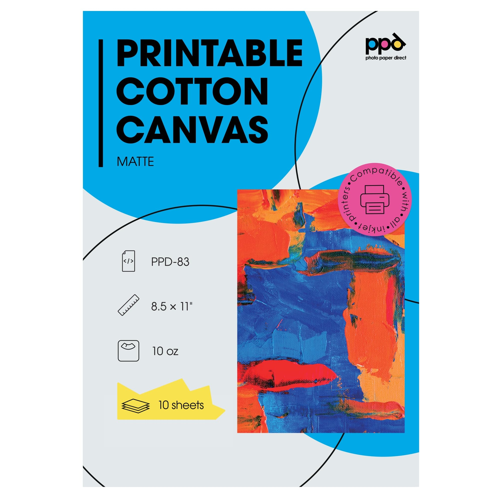Amazon PPD Printable Fabric Sheets Canvas Paper For Inkjet Printer 8 5 X 11 Photo Fabric Printer Sheets Print On 100 Real Cotton Matte Finish No Watermark 340 Gsm 125 Lbs 10 Sheets Office Products