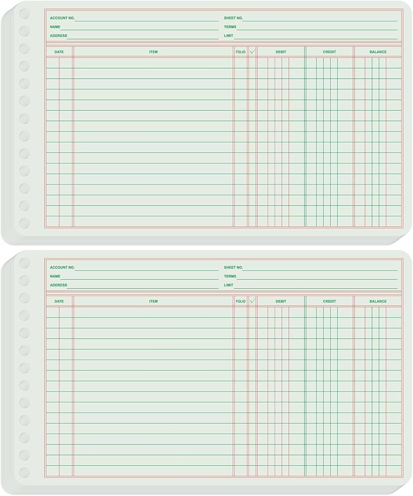 Amazon Skyygemm 200 Pcs Ledger Sheets 5 X 8 5 Extra Sheets Ledger Paper Books For Bookkeeping Columnar Pad For Business Accounts Payable Receivable With Debit Credit Balance Columns Office Products