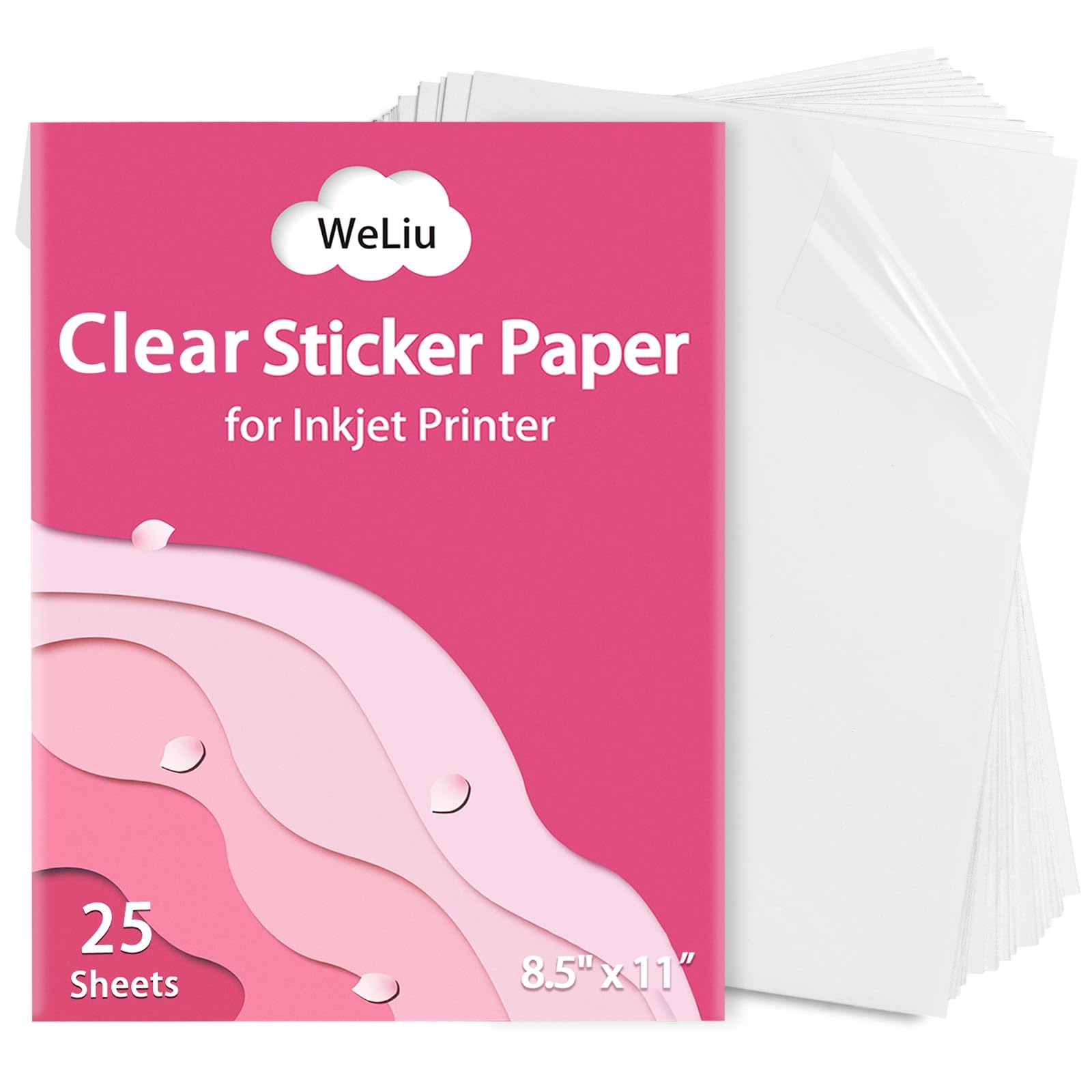 Amazon WeLiu Printable Transparent Sticker Paper Premium Clear Sticker Paper 8 5 X 11 25 Sheets Clear Full Sheet Labels For Inkjet Printers Office Products