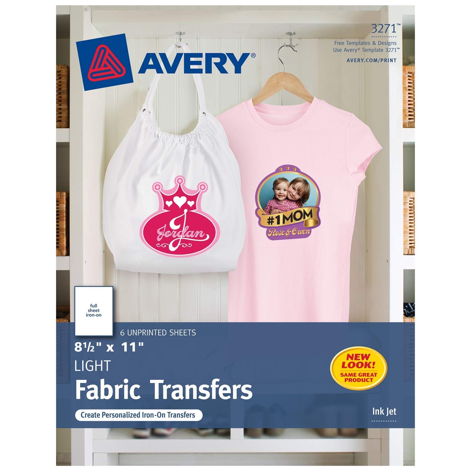 Avery Printable Heat Transfer Paper For Light Fabrics 8 5 X 11 Inkjet Printer 6 Iron On