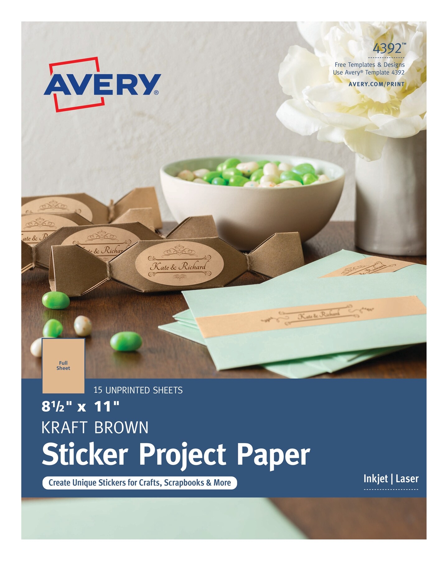 Avery Printable Sticker Paper 8 5 X 11 Kraft Brown Laser Inkjet Printers 15 Craft Paper Sheets 4392 Michaels