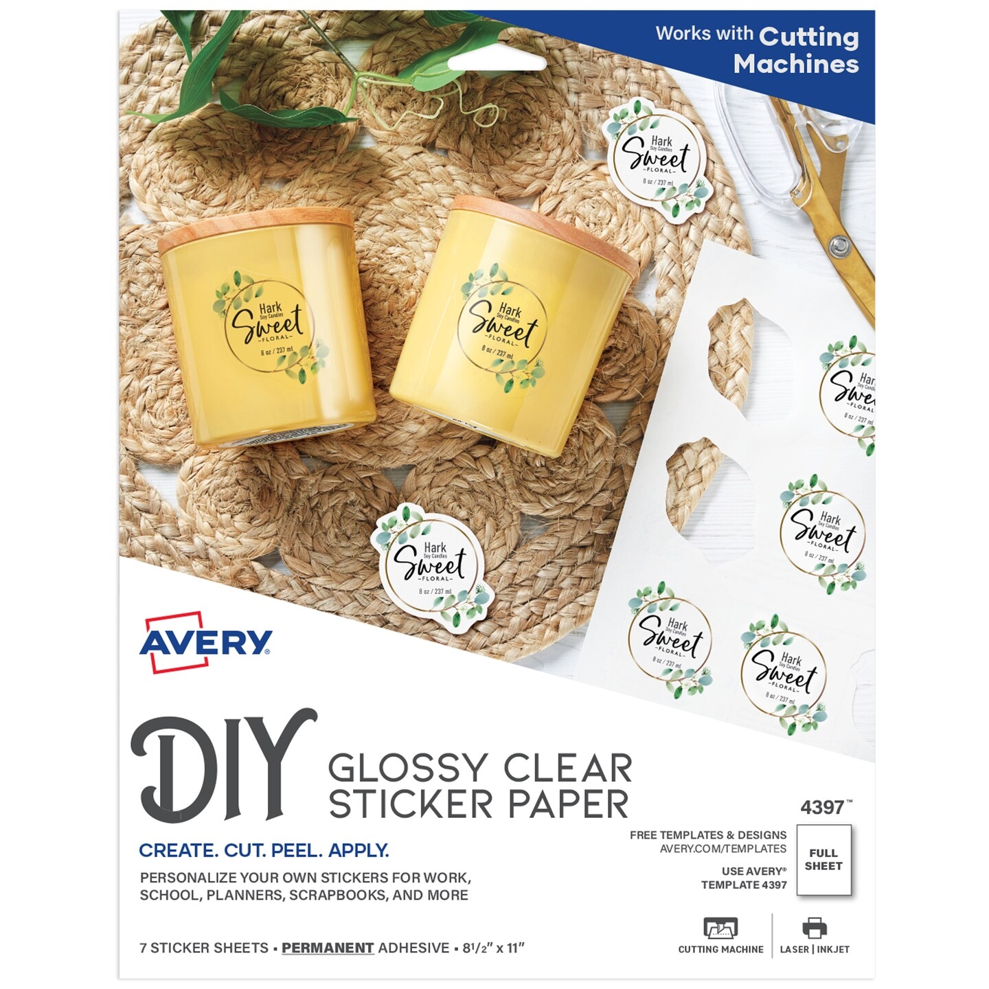 Avery Printable Sticker Paper Glossy Clear 8 5 X 11 Laser Inkjet Printers 7 Craft Paper Sheets 4397 Michaels