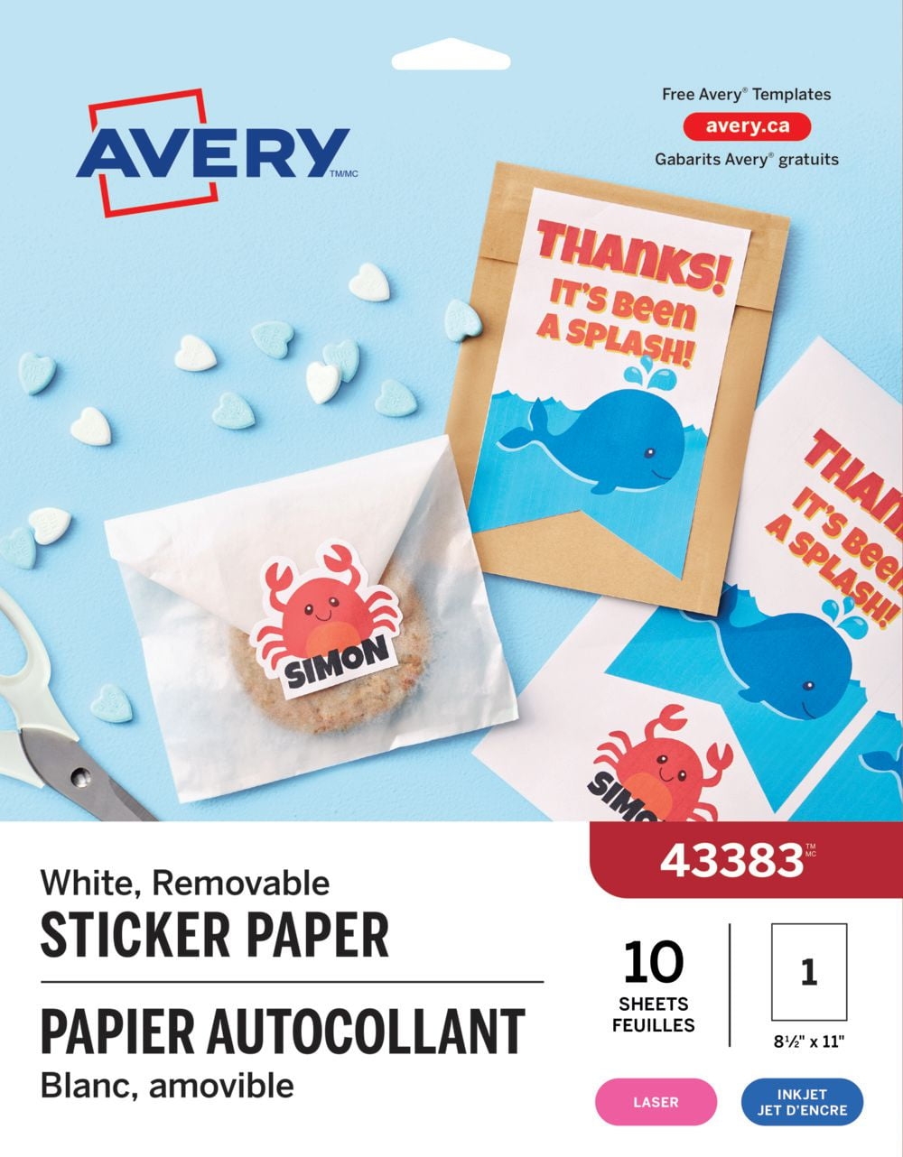 Avery Sticker Project Paper 11 X 8 For Inkjet Printers 43383 8 1 2 X 11 INKJET PRINTER Walmart ca