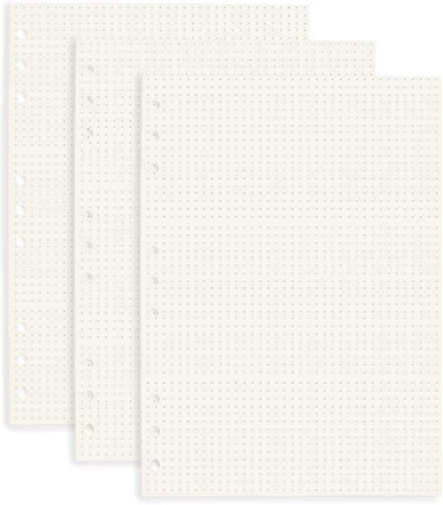 B5 Dotted Refill Paper 3 Pack Loose Leaf Paper 9 Hole Punched Filler Paper Refills Planner Binder Insert 120 Sheets 240 Pages Binder Notebook Paper For B5 Travel Journal Diary Binder B5 Dotted 