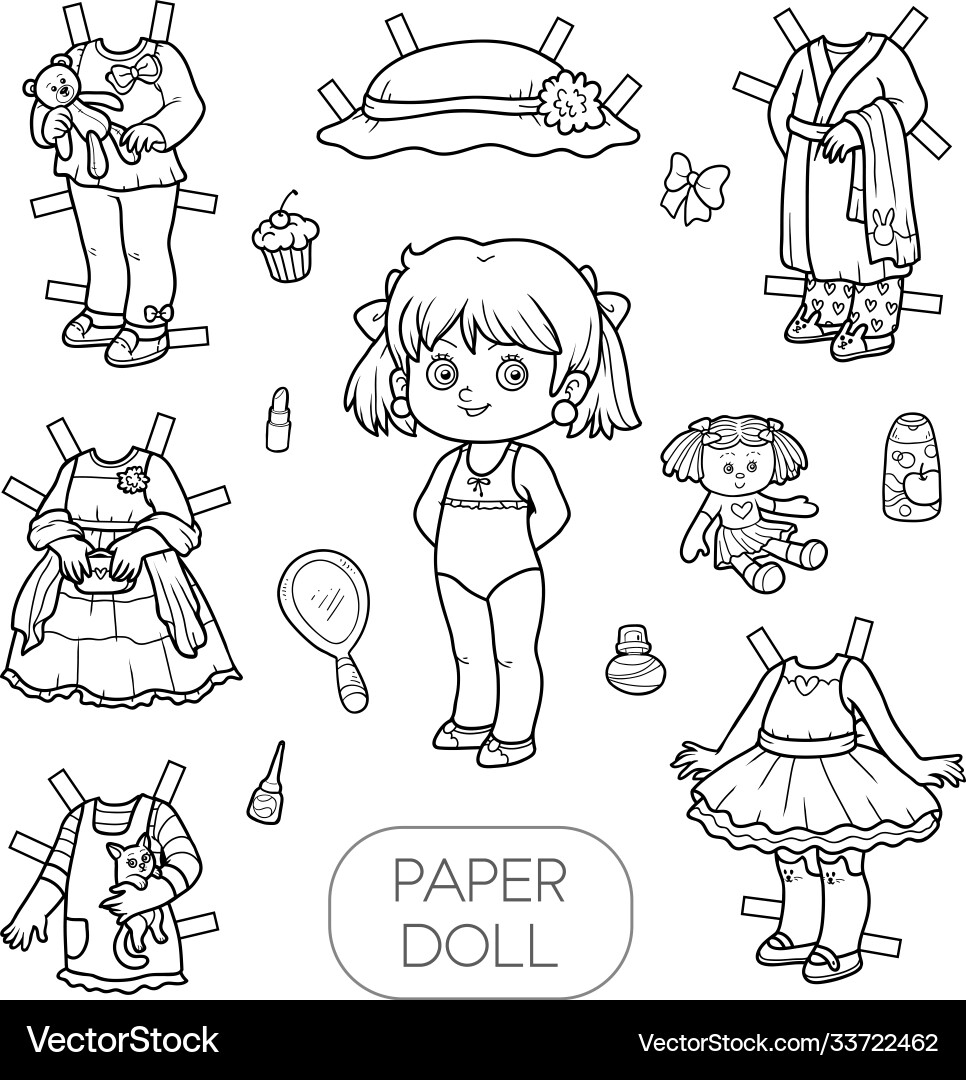Black And White Set Paper Doll Clothes Royalty Free Vector