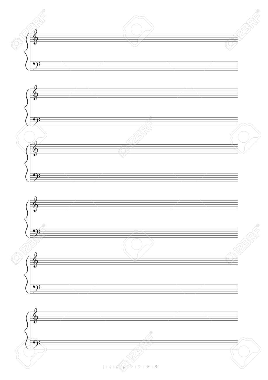 Blank A4 Music Notes With Treble And Bass Clef Vector Illustartion Royalty Free SVG Cliparts Vectors And Stock Illustration Image 29256224 