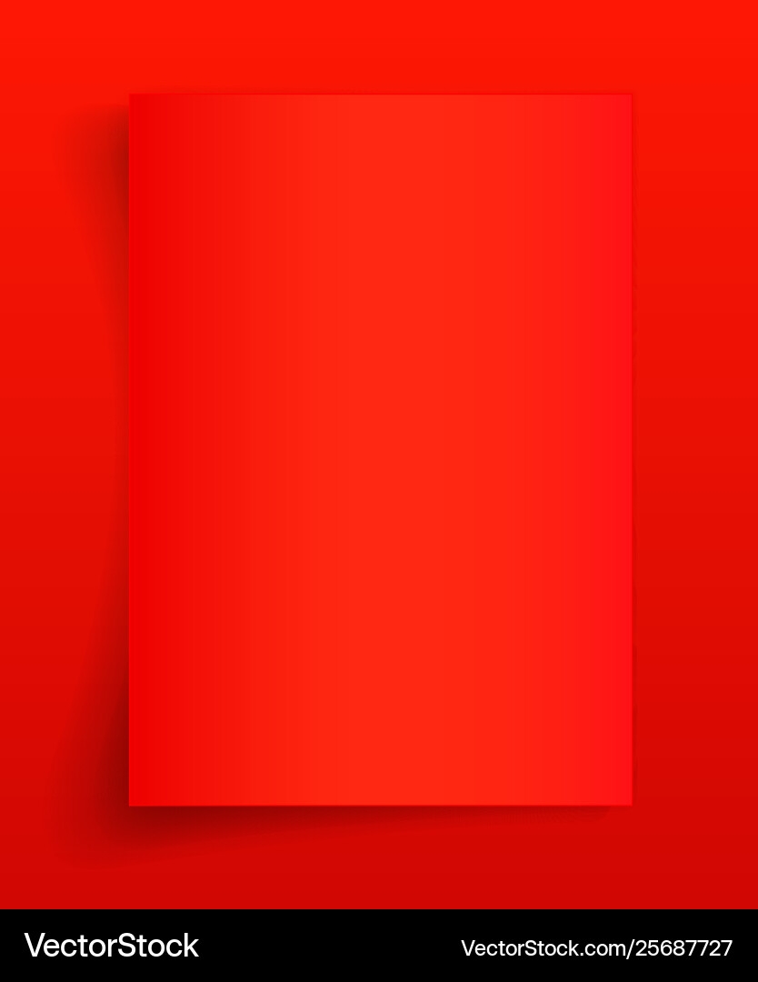 Blank A4 Sheet Red Paper With Shadow Template Vector Image
