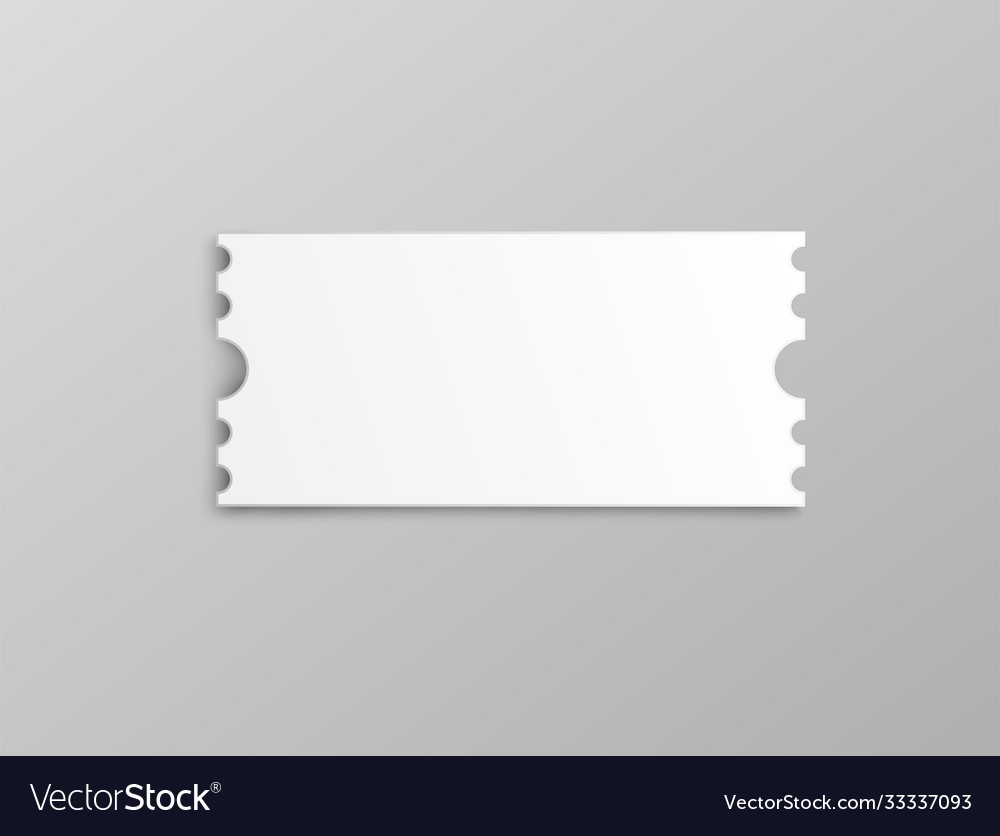 Blank Concert Paper Ticket Template 3d Realistic Vector Image