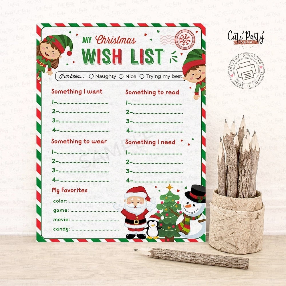 Buy Christmas Wish List For Kids Printable Holidays Wish List Template Santa Wish List Letter To Santa Boy Girl INSTANT DOWNLOAD 600 Online In India Etsy