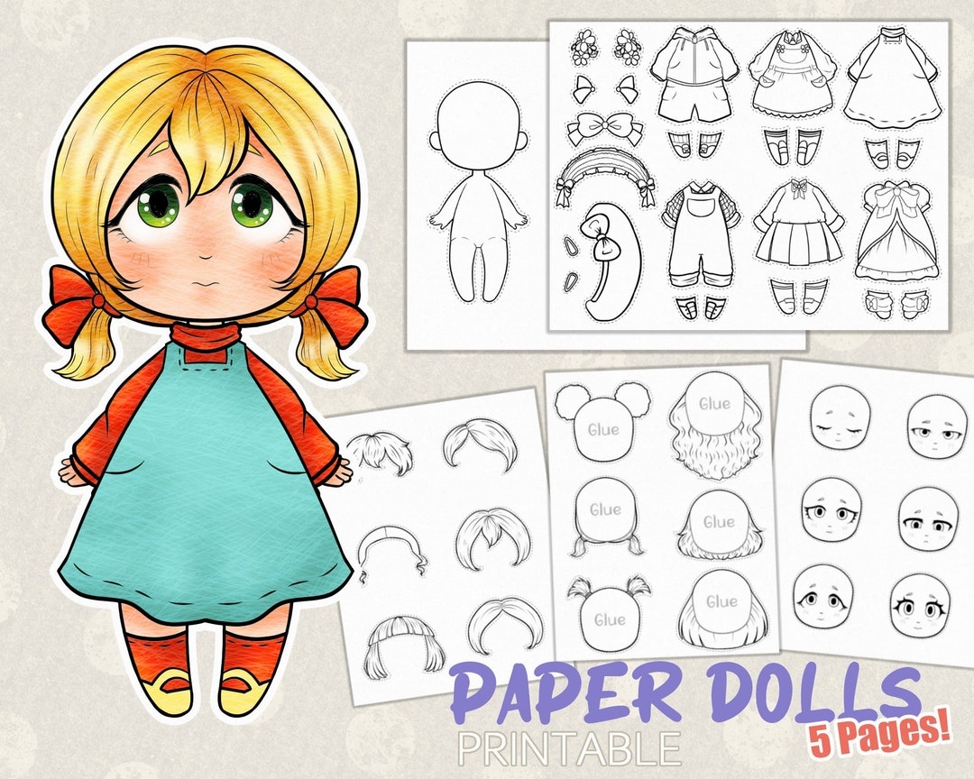 Chibi Paper Dolls To Color Paper Dolls Printable Coloring Paper Dolls Patterns Paper Dolls PDF Paper Dolls Prints Paper Dolls Template Etsy