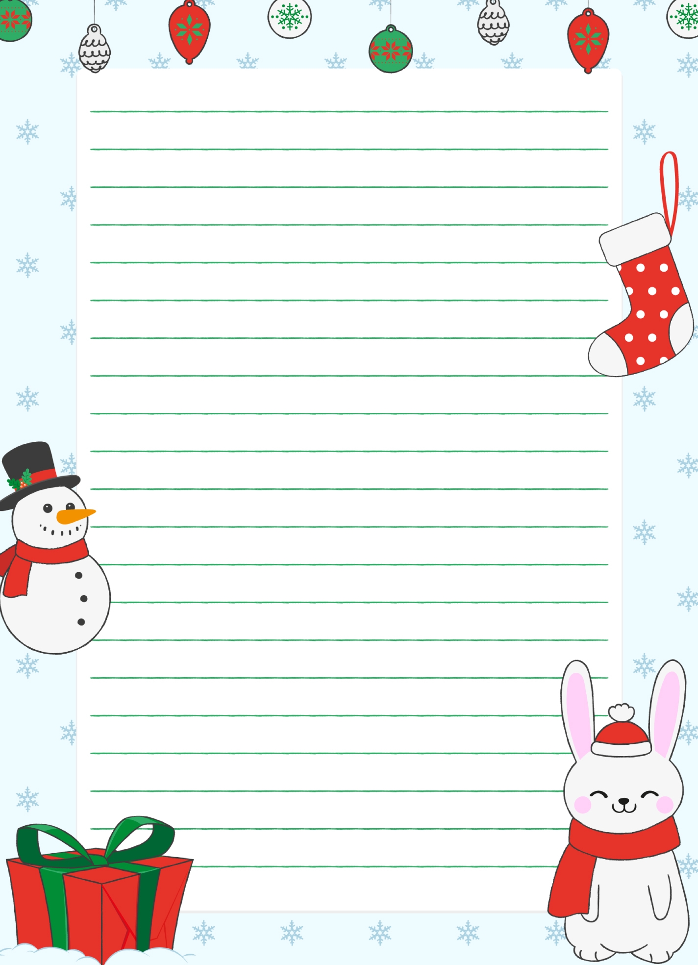 Christmas Holiday Lined Paper Free Google Docs Template Gdoc io