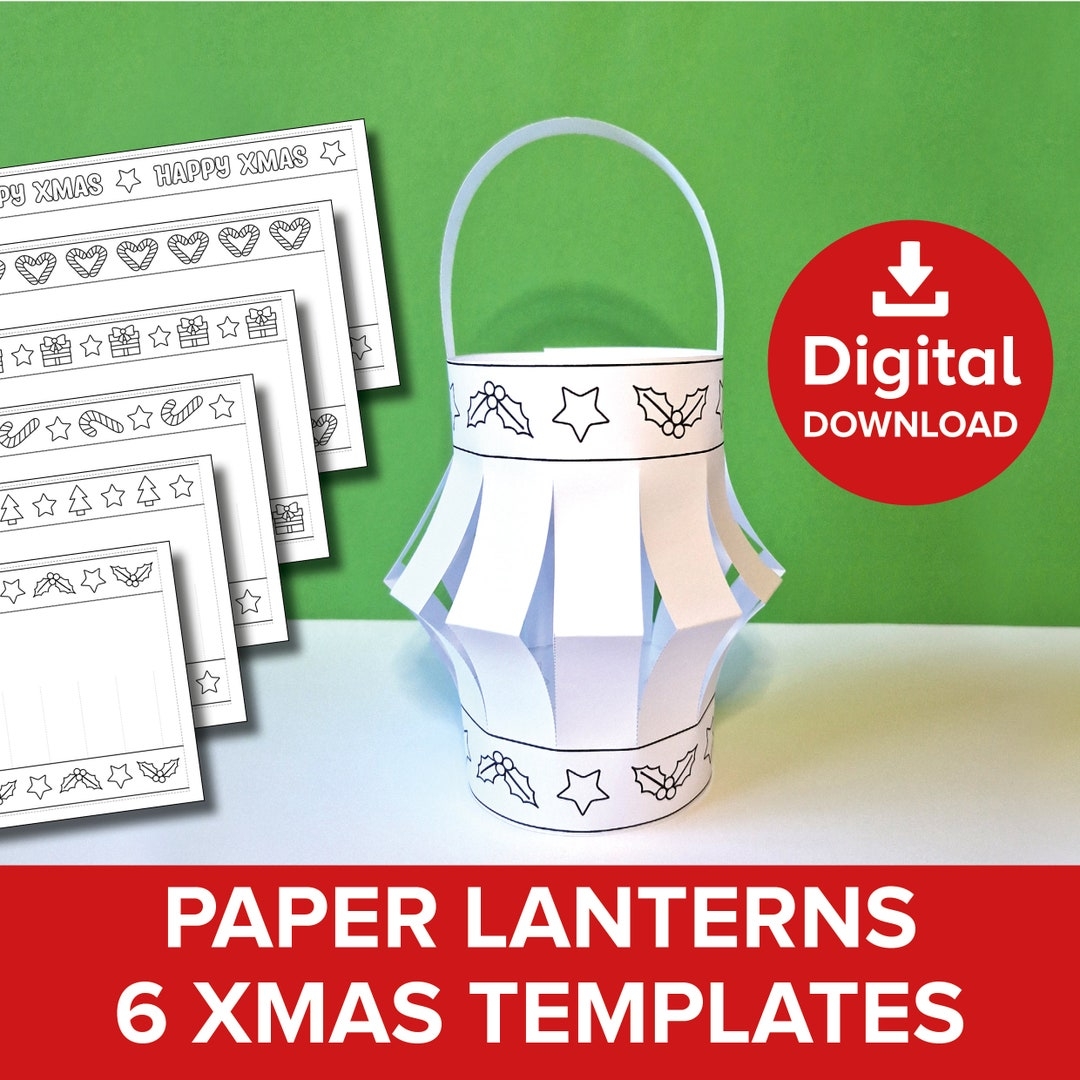 Christmas Paper Lantern Craft Holiday Decoration Lamp Kit Xmas Chinese Lantern Cut Color Project Kids Festive Lights Printable Activity Etsy UK