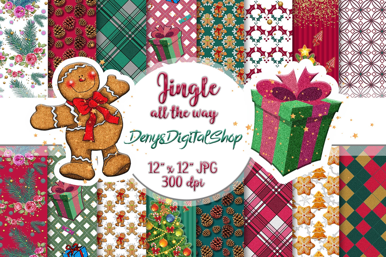 Christmas Scrapbook Paper Christmas Printable Christmas Card Christmas By DenysDigitalShop TheHungryJPEG