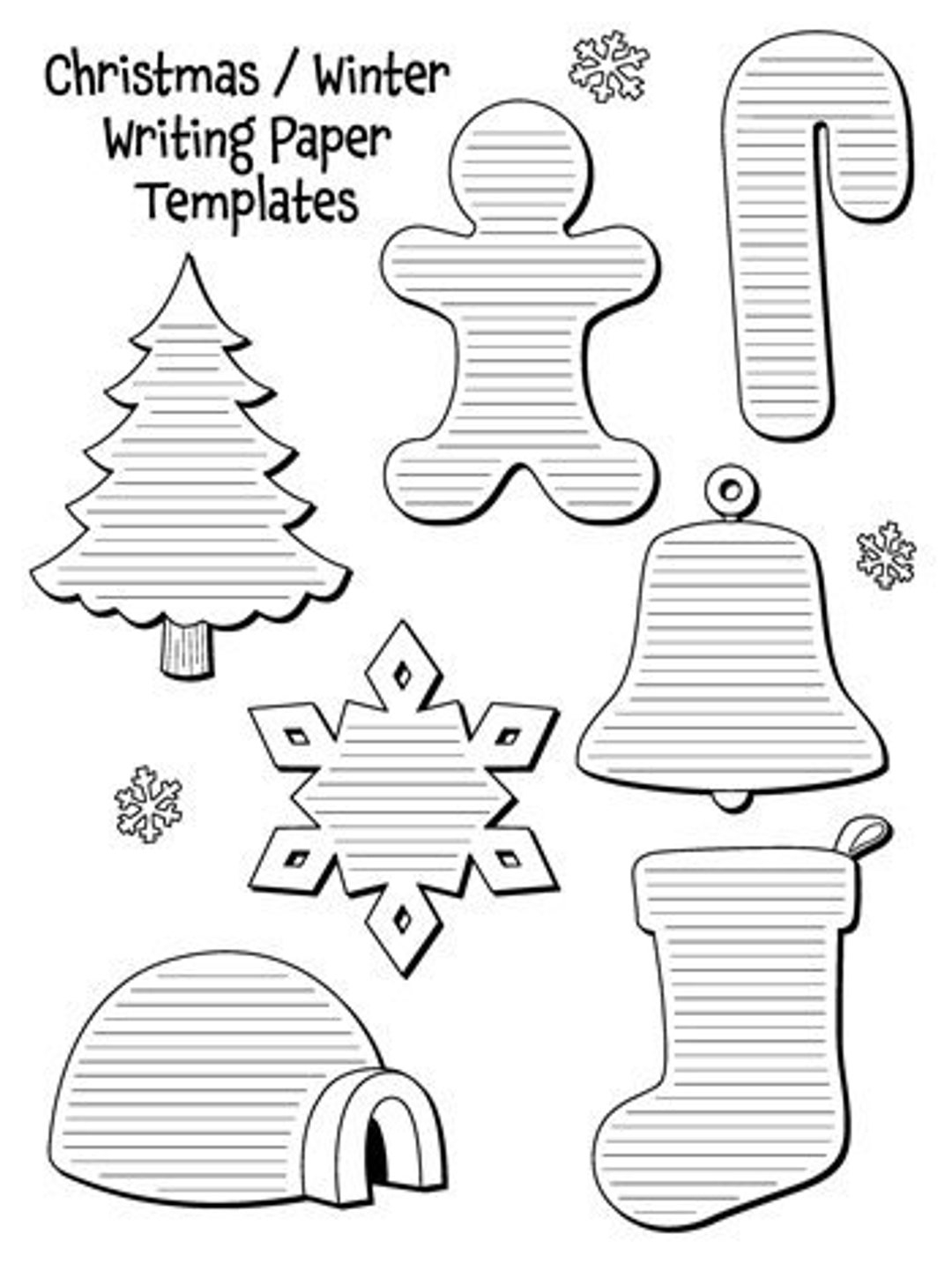 Christmas Winter Writing Paper Templates Etsy