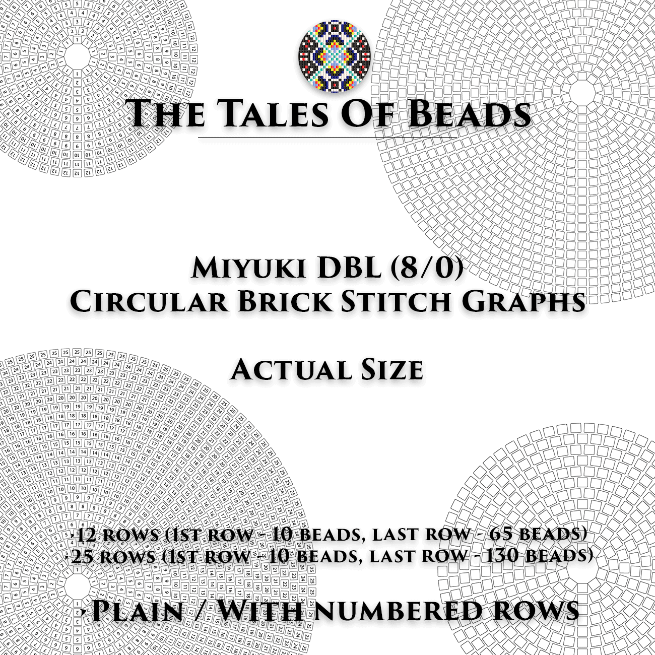 Circular Brick Stitch Graph Paper 8 0 Miyuki Delica Actual Size Seed Beading Graphs Crealandia