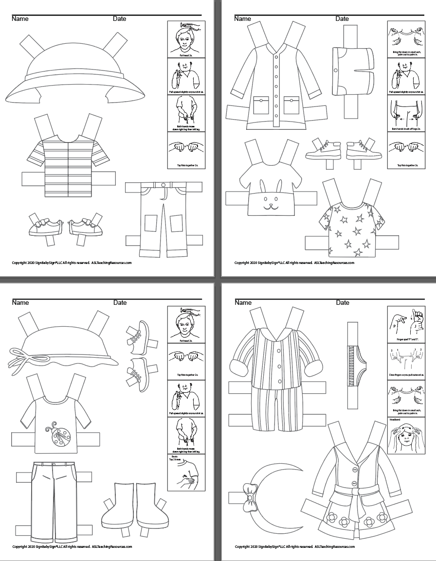 Clothes Paper Dolls ASL Teaching Resources