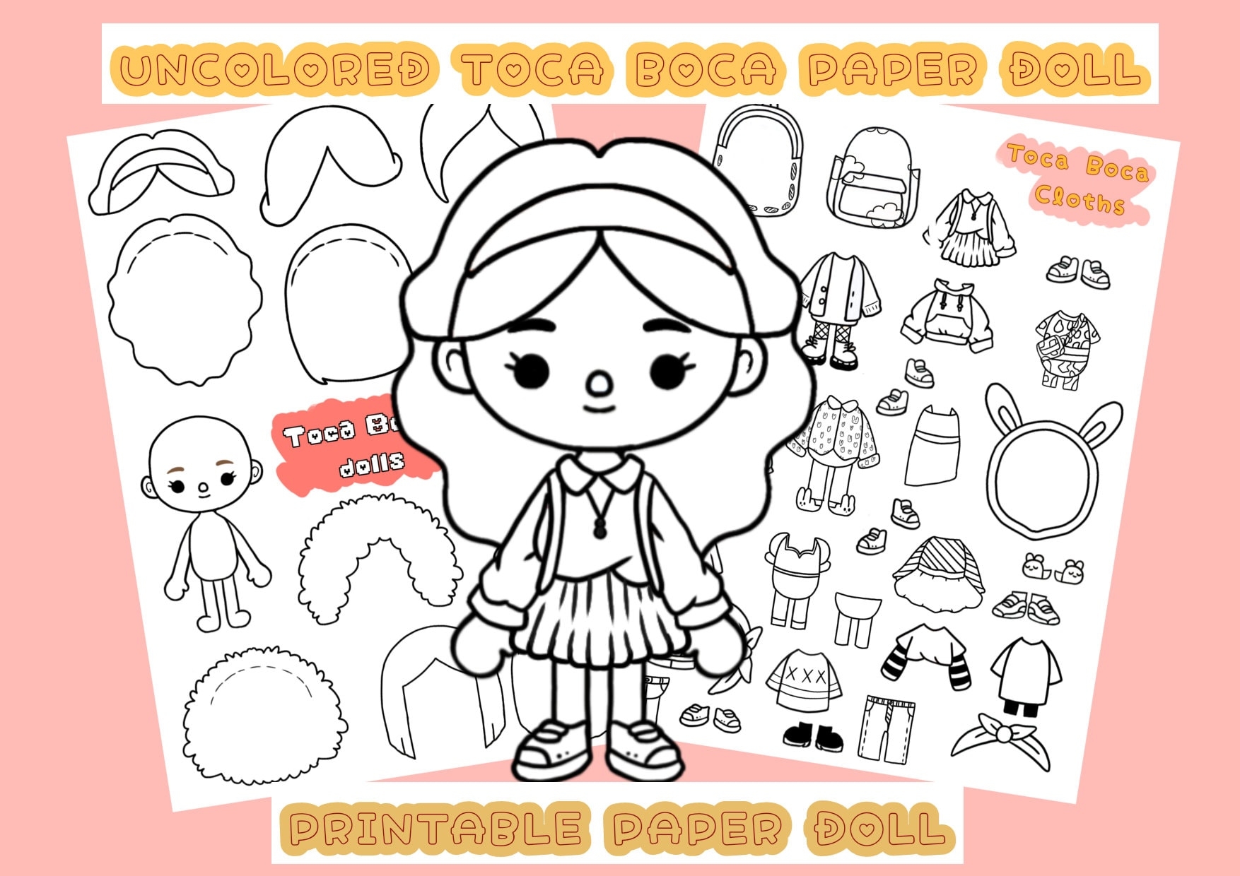 Color Toca Boca Paper Doll toca Boca Paper Doll And Clothes Toca Boca Papercraft Quiet Book Pages Printable Paper Doll Etsy UK