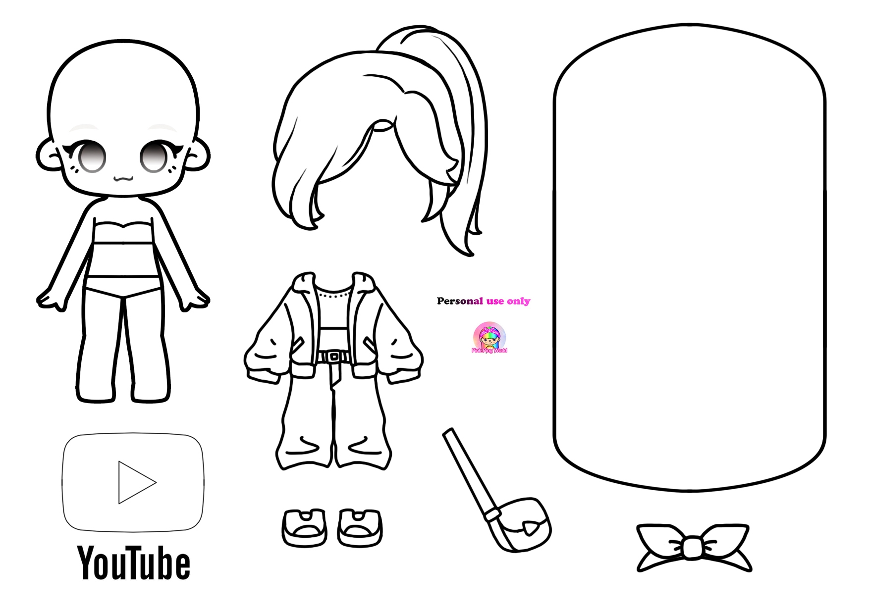 Coloring Page DIY Youtube Girl Outfit Printable Click To View On Ko fi