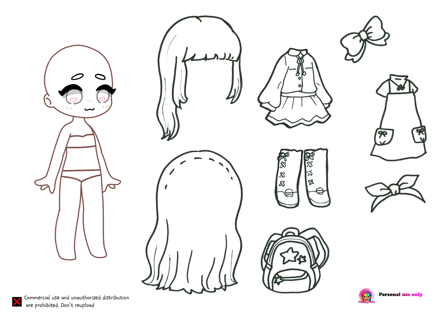 Coloring Pages Gacha Doll Get Ready For School Click To View On Ko fi