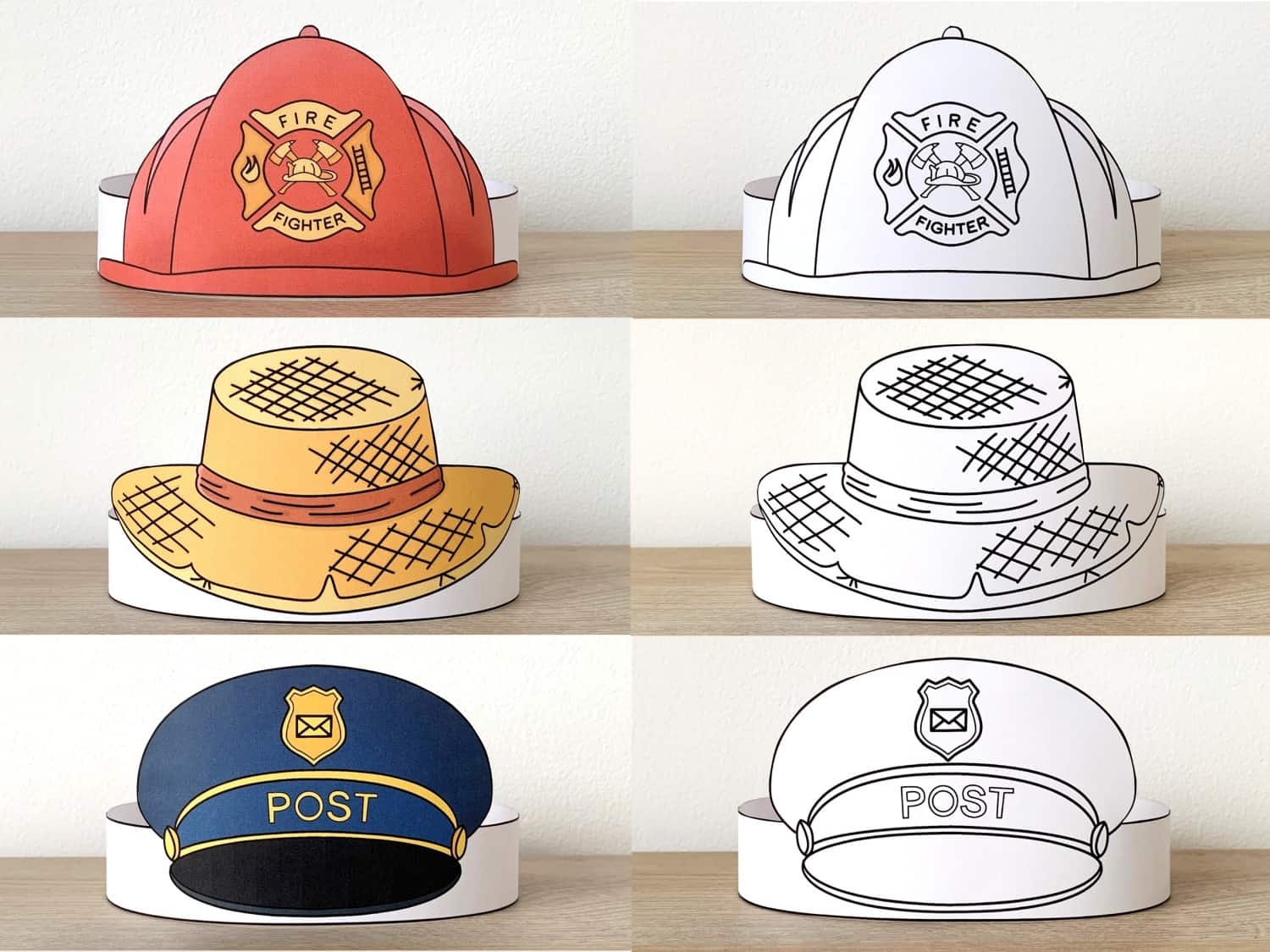 Community Helpers Crowns Coloring Printable Kid Craft Happy Paper Time