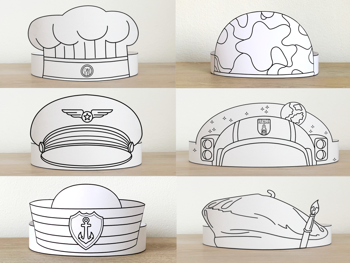 Free Printable Community Helpers Paper Hats