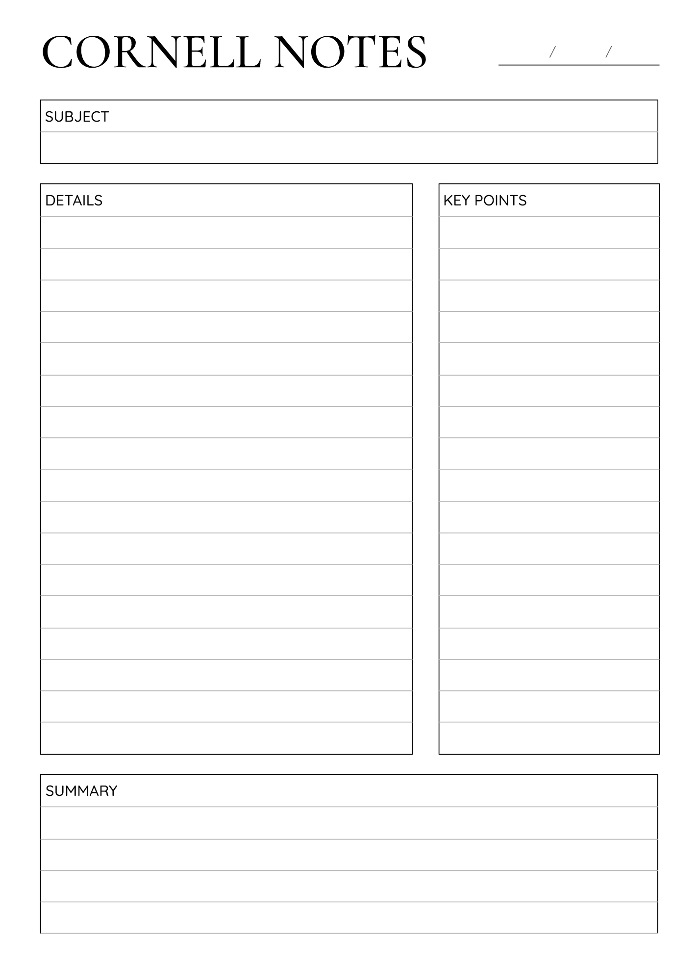 Printable Note Taking Paper