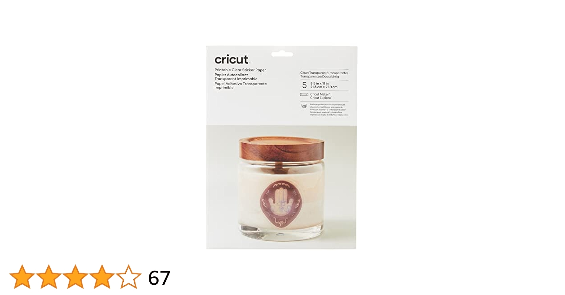 Cricut 2009493 Printable Sticker Paper Clear 21 5cm X 27 9cm 8 5 X 11 5 Sheets For Use With Inkjet Printers And Cutting Machines Papier 5 Count Amazon de B robedarf Schreibwaren