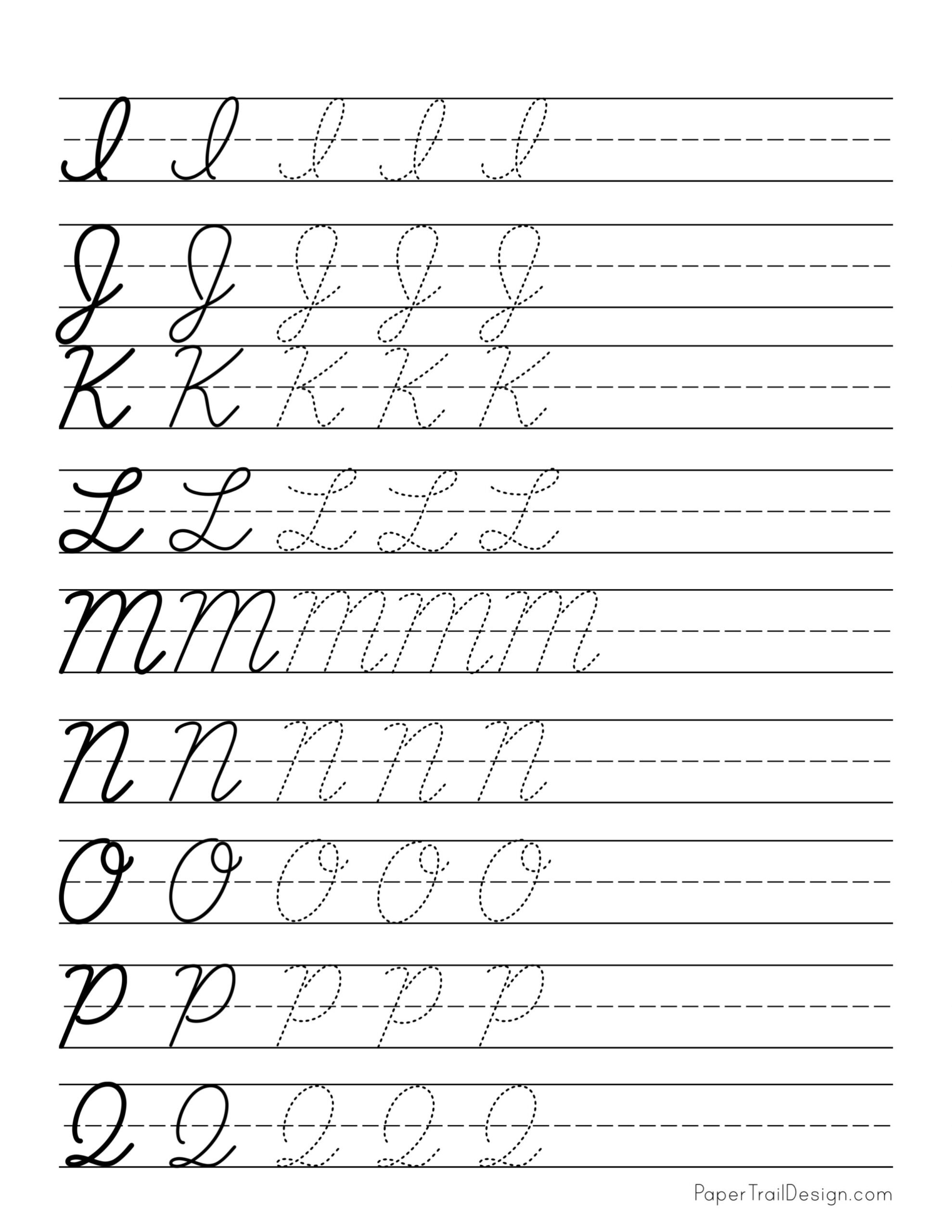 Cursive Practice Sheets Paper Trail Design